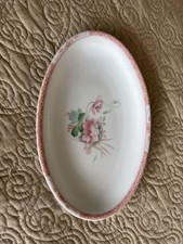Limoges Union Limousine France Pink Rimmed Oval Dish/trinket/plate Vintage 