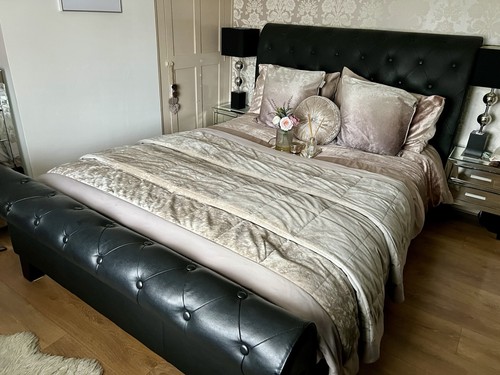 Dreams black leather king size - dreams,