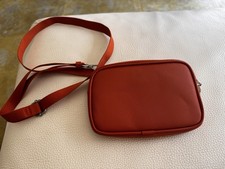 Mens/Unisex ZARA Orange Faux Leather Shoulder/cross Body Zip Bag