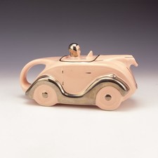 Vintage Sadler Pottery - Pink Glazed OK T42 Racing Car Teapot - Art Deco