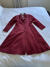 Toast Red Wool Linen Mid Length Coat Size 12 14 Lined Smart Pockets Lined PULLS