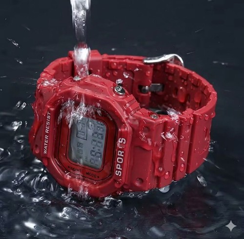 Red digital sports watch - sports,