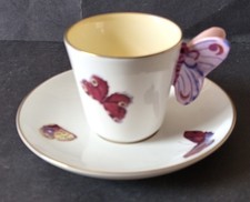WEDGWOOD BUTTERFLY COFFEE CUP & SAUCER FROM THE HARLEQUIN COLLECTION, BOXED