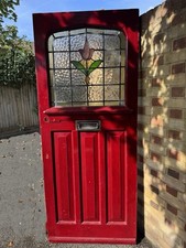 Reclaimed Stained Glass Victorian Edwardian Wooden Front Door 2080 x 855mm