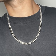 Silver Miami Cuban Chain Necklace 55cm 22”Length, 7mm, Waterproof, Sweatproof