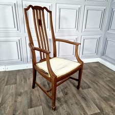 Antique Wooden Edwardian Ornate Elbow Carver Armchair Fireside Lounge Desk Chair