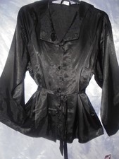 Black Shiny Satin Secretary  Blouse Size 18  Bust 50ins  bnwot