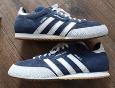 Mens Adidas Super Samba Trainers in Blue Suede And White in Size 9.5 UK