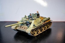 Built & Painted Tamiya 1/35 Tamiya SU-85 Soviet Army Tank Destroyer w 3 figures