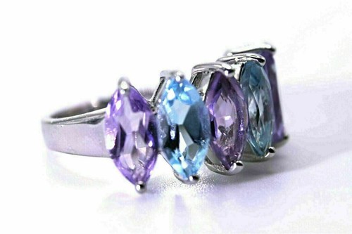 Silver ring amethyst - amethyst, topaz
