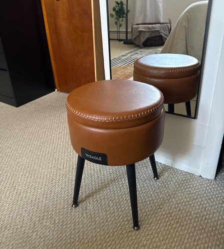 Caramel brown ottoman storage - caramel,