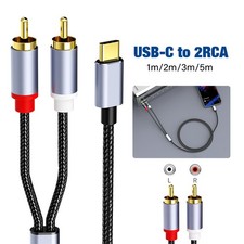 USB C to Dual RCA Audio Cable Y-Splitter Gold Plated Jack Stereo Amplifier Hi-Fi