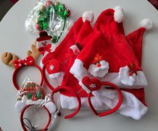 Santa hats x 5 and 6 Xmas headbands - New - L - CG S66