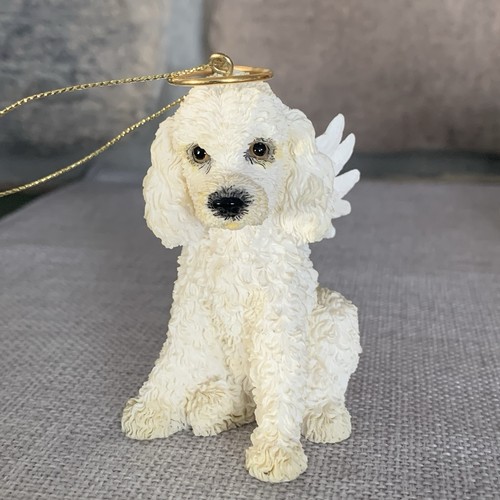 Resin angel white - poodle, with
