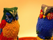 Vintage Owl Figurines Hand Crafted By Sculpturecraft damaged small chips