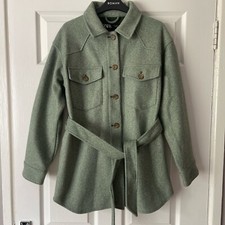 Zara Belted Overshirt Shacket in Olive Green - Size S - Excellent Condition 