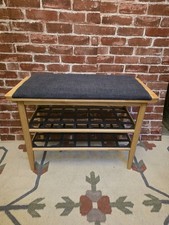 Futon Company Oak Nesta Navy Blue Shoe Bench from Show House