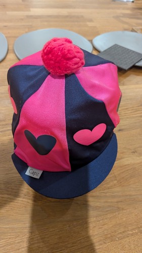 Riding hat silk - riding, navy/cerise