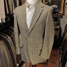 Vintage 38s Tweed Highland Check Tailored Mens Suit Jacket Blazer Harris Style 