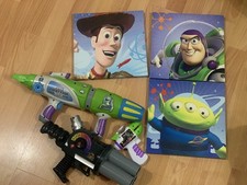 Disney Toy Story bundle Buzz Lightyear and Zurg foam Ball Launchers and canvas 