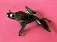 Vintage Glass Frog Green Rare