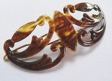 Antique Hair Clip Barrette Faux Tortoiseshell Scrolling Design Vintage c1920