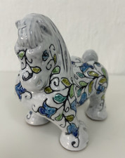 MCM Mancioli Pottery Horse Italian Ceramic Raymor Italian Blue Floral