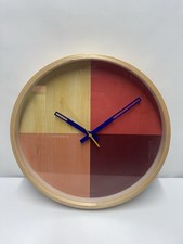 Cloudnola Riso/Flor Wall Clock Solid Wood Rim Multicolored Face Modern Decor