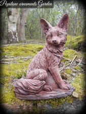 Fox Stone Animal Statue Highly Detailed Garden Ornament Decor