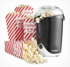 VonShef 13/261 1200W Hot Air Popcorn Machine with 6 Popcorn Boxes - Red