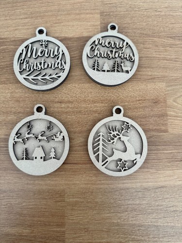 80mm mdf christmas - , bauble