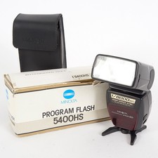 MINOLTA PROGRAM FLASH 5400HS FLASH GUN With FLASH STAND + CASE- BOXED
