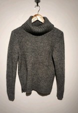 Laura Ashley UK 14 Roll Neck Jumper Dark Grey Chunky Knit Wool Alpaca Classic