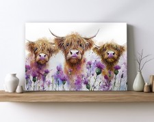 Highland Cow & Thistle Flowers