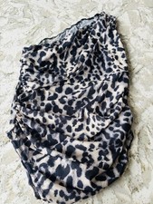 Leopard Print One Sleeve Mesh Body Suit Size 10 Grey Black