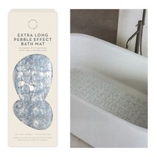 Extra Long Pebble Bath Mat, non-slip surface, suction cups, pebble texture