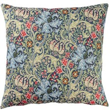 William Morris Golden Lily Tapestry Extra-Large Cushion, Vintage Blue. 23x23"