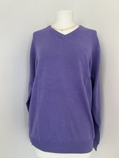 Cotton Traders Dark Lilac 100 % Cotton V Neck Knit Jumper. M. Ladies.excMR24660 