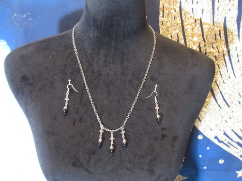 Silver tone chain necklace - necklace, w/