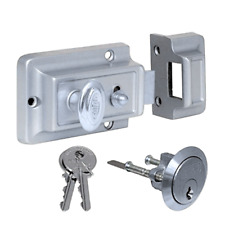 Door Lock Night Latch Traditional Nickel Rim Security 3 Keys Fixings Latches 6pc