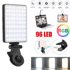 Adjustable 96 LED Selfie Light Flash Clip Rechargeable For All Phones&Laptops UK