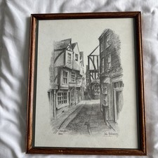 THE SHAMBLES YORK - Framed Black and White Print after Colin Williamson