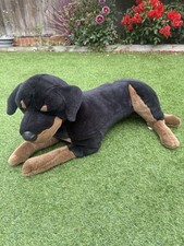 Vintage E & J Classics Large Realistic Laying Rottweiler Doberman Dog Plush Toy