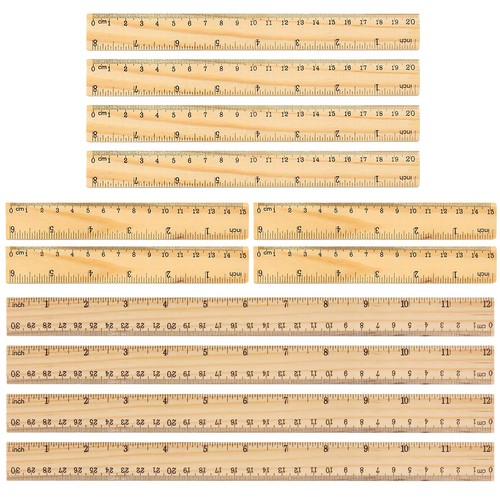 Wooden flat rulers pack 15 - 12,