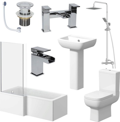Shaped bathroom suite close - l,