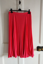 Boden Kristen Pleated pink Midi Skirt UK12 US8 sunray floaty strawberry split