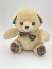 VINTAGE Style Teddy Bear Tartan Bow Feet Pads & Ears Animal Soft Cute Plush 19CM