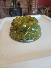 Vintage Green Glazed Ceramic Jelly Mould 17 Cm Long