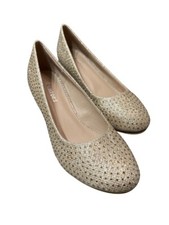 Rentoes Women's Bridal Wedding Party Low Heel Gold Dimonte Rhinestone Pump Shoes