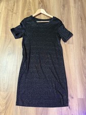 Next Sparkly Dress Women Size 12 Silver Grey Short Sleeve Round Neck Party Xmas